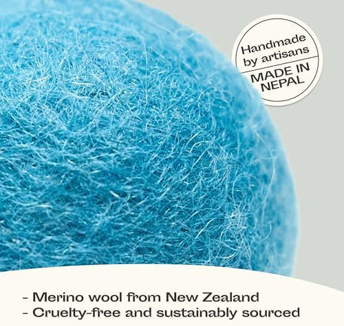 MEOWFIA Wool Ball Toys - 6-Pack of Safe for Cats and Small Dogs Balls - 1.5 Inch Felted Wool Cat Toy and Dog Toy - Perfect with Cat Cave - Silent - Mini Tennis Balls - (2in/Aquamarine)