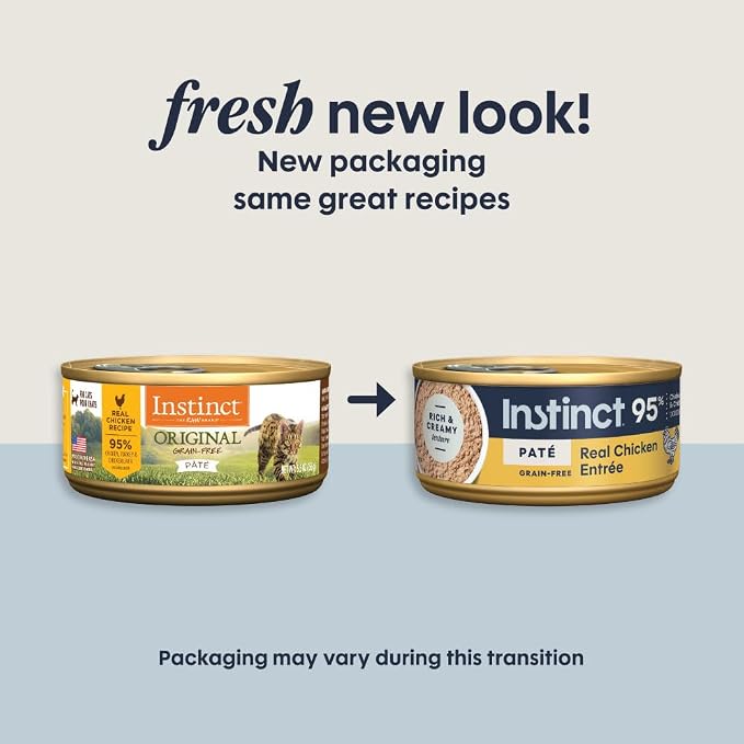 Instinct Original Pate Wet Cat Food, Grain Free Recipe - Real Chicken, 5.5 oz. Cans (Pack of 12) | Rich & creamy pate texture, high protein, real chicken, whole-food ingredients, grain-free, hydration support