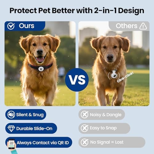 for AirTag Dog Collar Holder, Waterproof Smart QR Code Holder for Cats and Dogs, for AirTag Protective Cases - Scan Alert, Instant Location, Pet Online Profile, Contacts Info (1 Pack, Black)