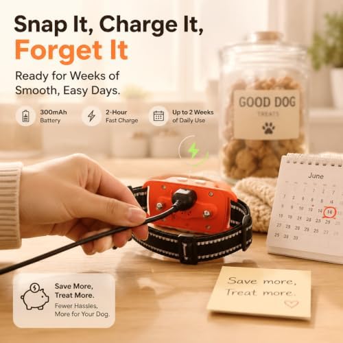 Voice Memo Anti Bark Collar, Smart Dog Bark Collar, Orange