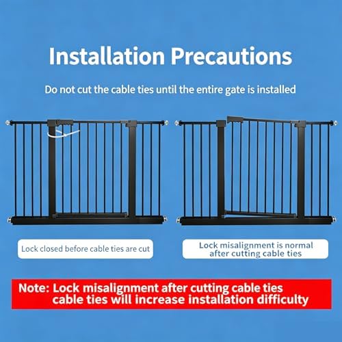 Smart Auto-Close Pet Gate for Dogs & Cats, Escape-Proof 3-Lock Heavy-Duty Stair Gate, 180° Swing Adjustable Dog Gate for Doorways & Stairs(Size:197-207cm/78-81in,Color:Black)