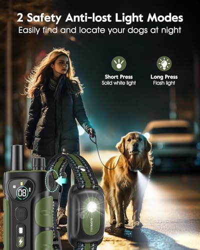 SLOPEHILL Dog Shock Collar,4200FT Dog Training Collar with Remote,Green | IP68 Waterproof e Collar with Beep,Vibration,Safe Shock,Light,No Shock Mode,Shock Collar for Small Medium Large Dog 8-140lbs