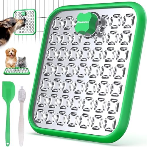 Pawtners Stainless Steel Lick Mat for Dogs & Cats, 1 Pack, Green