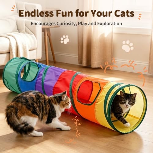 iCAGY Cat Tunnel for Indoor Cats Kittens Rabbits, Foldable Tunnel Toys
