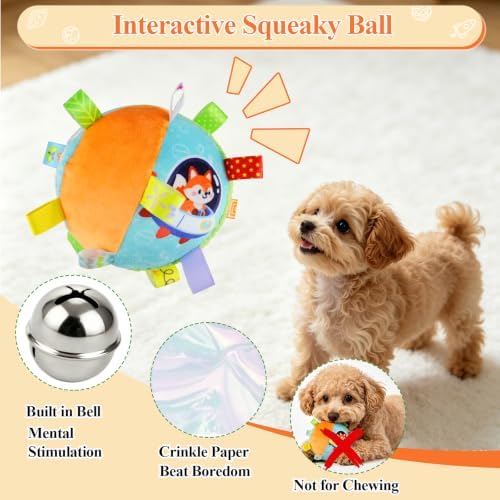ASOCEA Hanging Dog Toy with Suction Cup, Colorful Squeaky Play Ball