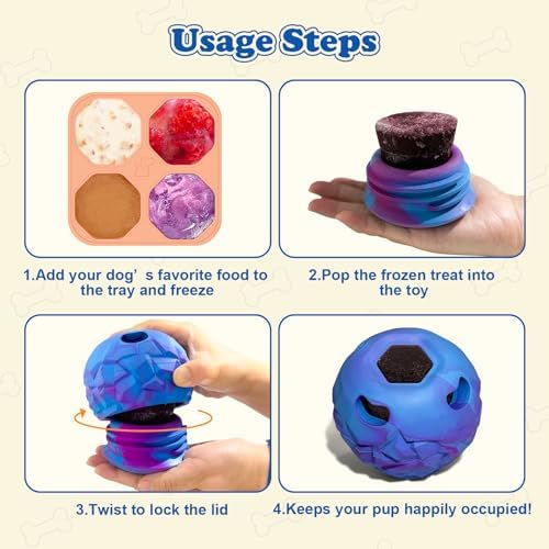 Interactive Dog Chew Toy, Large Enrichment Frozen Treat Chew Ball