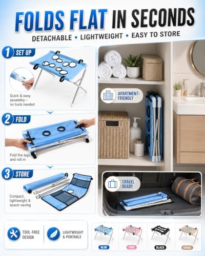 2-in-1 Foldable Pet Grooming Bed, Portable Dog Washing Station，D