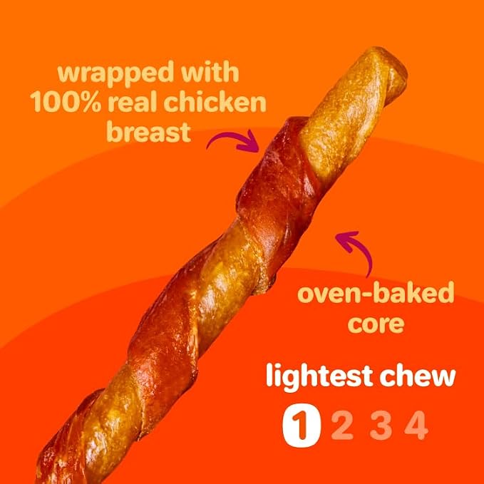 Oinkies Tender Twists Rawhide‑Free Dog Chews, 18 Count