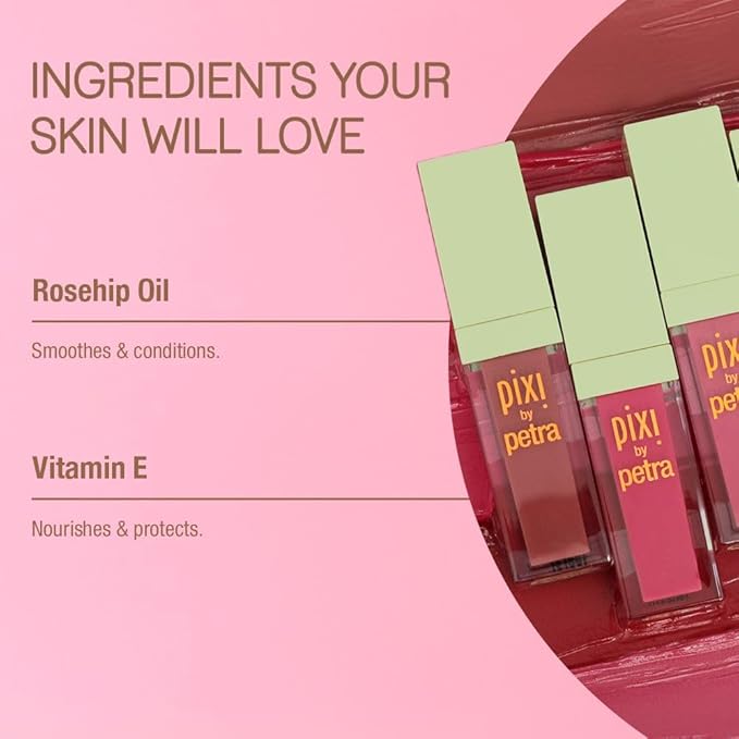 Pixi Beauty MatteLast Liquid Lip | Long-Wearing Matte Lip Color with Rosehip Oil | Hydrating & Comfortable | Precision PixiPetal Applicator | Crimson | 0.24 oz/6.9 g