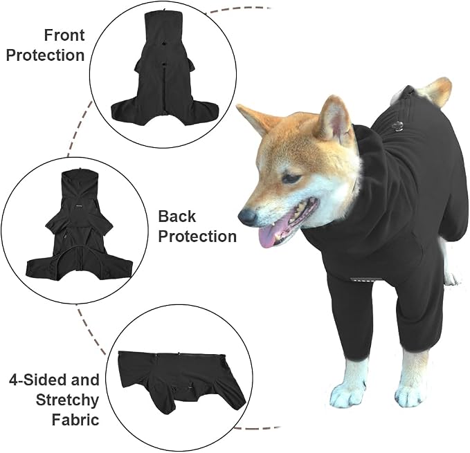 Dog Pajamas for Large Dogs,Extra Large Stretch, Suitable for Adult, Medium-Sized Dogs, Large Pet Jumpsuit Four-Legged Dog Clothes, Pet Clothing. (Black, 2XL)