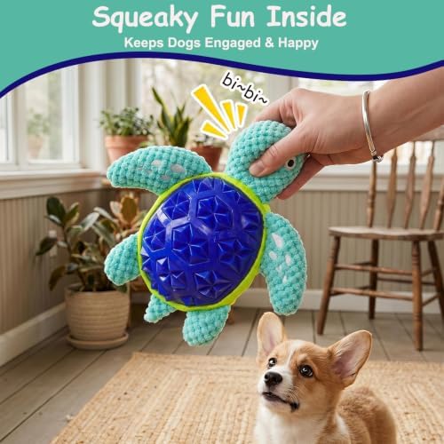 Squeaky Plush Turtle Dog Toy – Interactive Chew & Cuddle