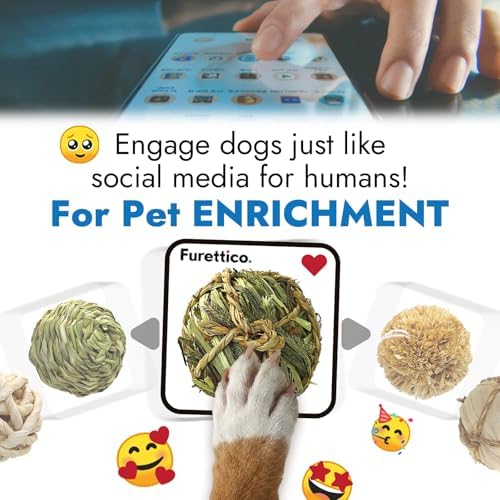 Natural Dog Chew Toys, 6pcs Woven Grass Chew Balls for Dogs, Dental Teething Toys & Interactive Fetch Toys, Outdoor Rattan Digestible Chew Ball for Boredom Relief and Teeth Cleaning