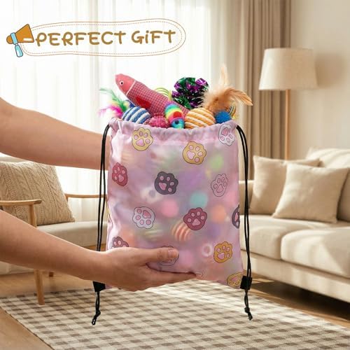 Leitee 100 Pcs Cat Toys Assortment with 1 Gift Storage Bag, Interactive Cat Play Set for Indoor Kitten, Colorful Springs, Mouse Toys, Chew Ropes, Balls, Bells & Sisal Ball