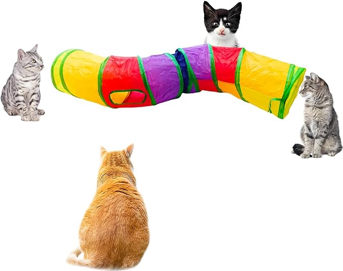 Cat Tunnel, Cat Tunnels for Indoor Cats, S-Shape Foldable Cats Cave