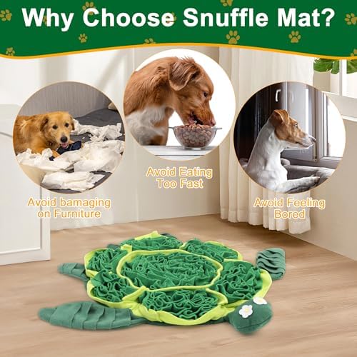Snuffle Mat for Dogs - Interactive Puzzle Feeding Game for Stress Relief & Foraging Skills | Dog Toys to Keep Them Busy | Small/Medium/Large Dogs Turtle Design