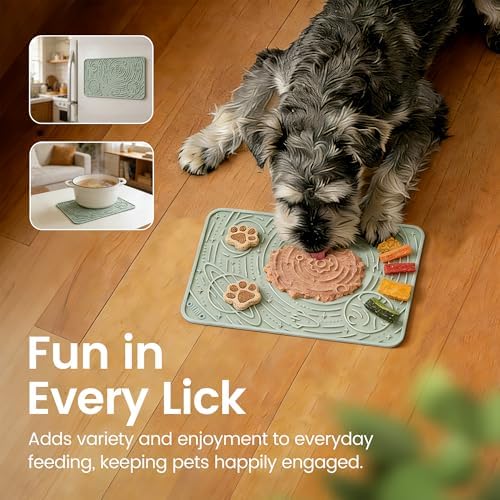 OHMO Lick Mat for Dogs&Cats, Space Pattern, 6×10", 2pcs, Light Blue&Sage Green
