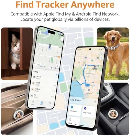 GPS Tracker for Dogs & Cats Smart Collar Real-Time Tracking No Monthly Fee | Dual System Compatible, IP68 Waterproof, 10+ Months Steady Operation, 360° Reflective Ultra-Light Collar For All Size Pets