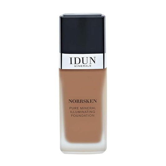 IDUN Minerals Liquid Norrsken Foundation - Silky Smooth Coverage - Luminous, Dewy Finish for Dry and Dull Skin - Water Resistant and Vegan Makeup - 221 Ragnhild - Warm Light Brown - 1.01 oz