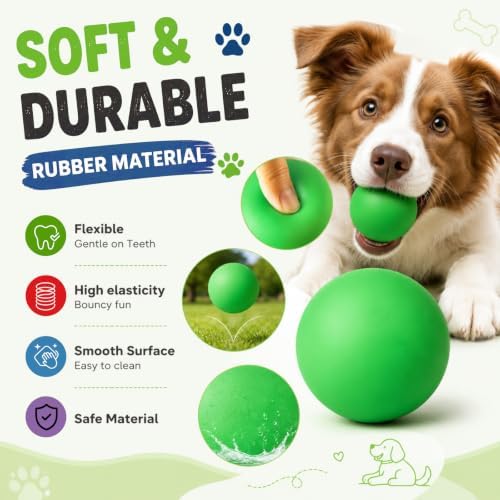 6 Pack of Rubber Dog Balls, 2.4 Inch Small Rubber Tennis Balls for Dogs Fetch Training, High Bounce and Floatable Pet Puppy Toys for Park Beach Interactive Playing