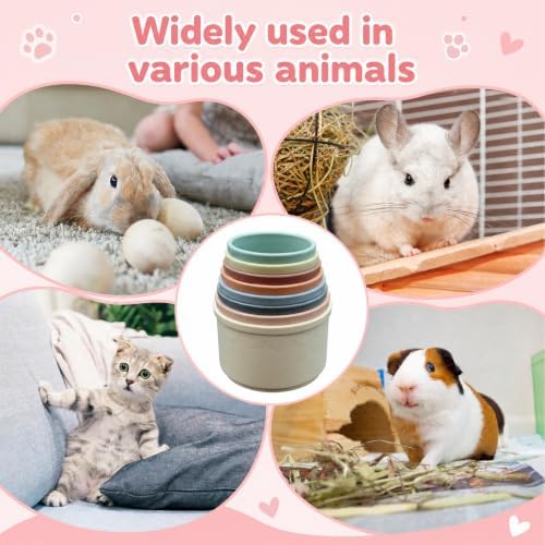8 Pcs Stacking Cups for Small Pets, Colorful Bunny Toys with Hiding Food