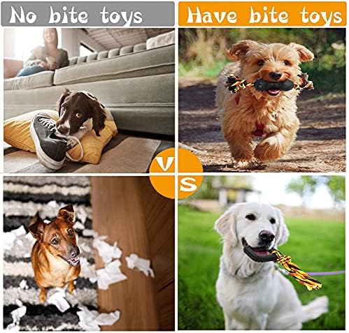 Yipetor Durable Dog Chew Toys 6 Pack, Cotton Rope Rubber Dog Toys