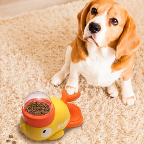 Dog Treat Dispenser Toy Duck-Shaped, Interactive Feeder with 3 Outlets & Non-Slip Base, Easy to Clean