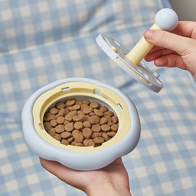 Cat Treat Dispenser Toy, Interactive Tumbler Puzzle for Indoor Cats (Yellow)