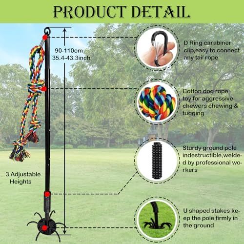 Tether Tug Toy for Dogs,Outdoor Interactive Play Equipment with 2 Ropes