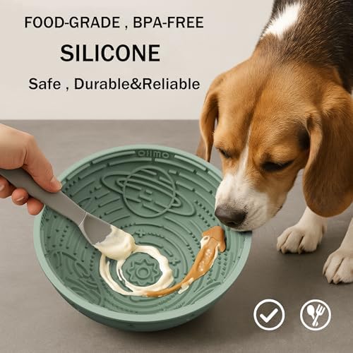 OHMO Slow Feeder Bowl & Lick Mat for Dogs, Galaxy Design, 6.3", Sage Green