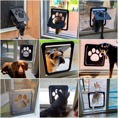 Namsan Dog Screen Door - Inside Size 12x14 inches Sliding Screen Dogs Door with Magnetic Flap for Exterior Doors Lockable Pet Door
