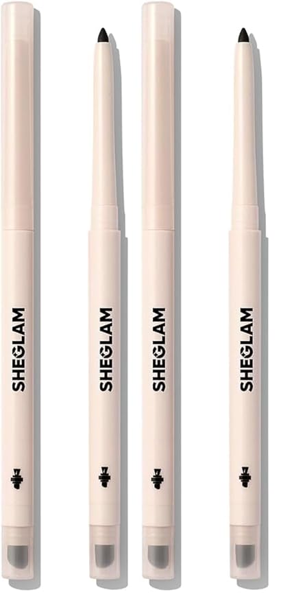 SHEGLAM Gel Glide Eyeliner Pencil Creamy Waterproof Smudgeproof Longwearing Eyeliner-Black (Pack of 2)