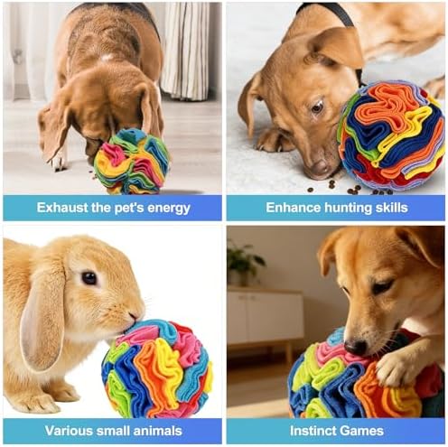 CoguZed Snuffle Ball for Dogs Interactive Enrichment Puzzle Slow Feeding Treat Dispensing Ball for Boredom Relief Machine Washable for Small Medium Large Breed Dogs