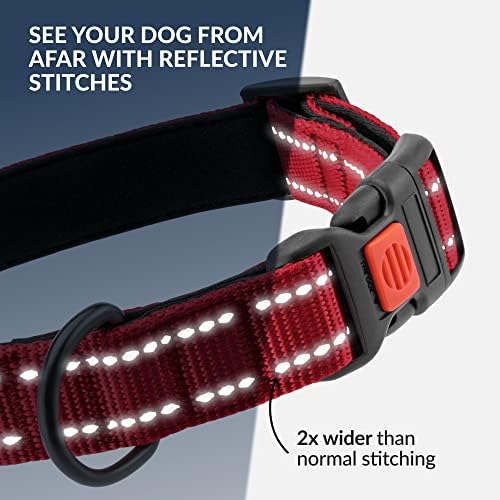 Reflective Dog Collar, Quick-Release Buckle (Red, 10-13 Inch)