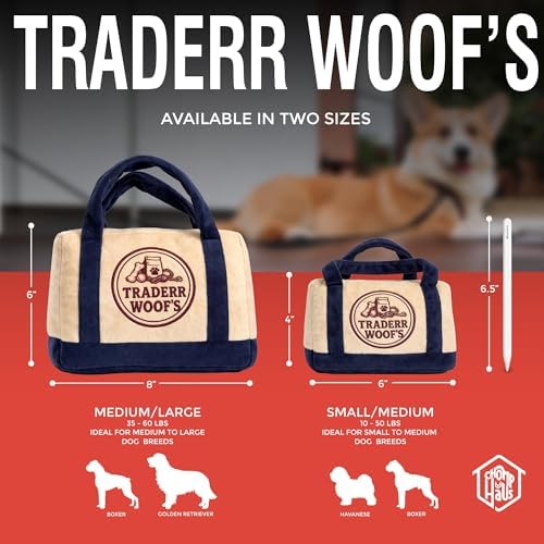 Traderr Woof’s – Luxurious Parody Plush Dog Toy with Squeaker, Premium Fabric, Embroidered Details, Designer-Inspired Chew Toy, Fun Gift for Medium Dogs & Dog Lovers