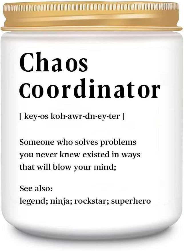LEIOH Chaos Coordinator Gift Ideas,Christmas Birthday Thank You Gifts for Women,Boss Lady,Coworkers,Manager,Office,Teacher,Nurse,Mom,Her, Lavender Jar Candle