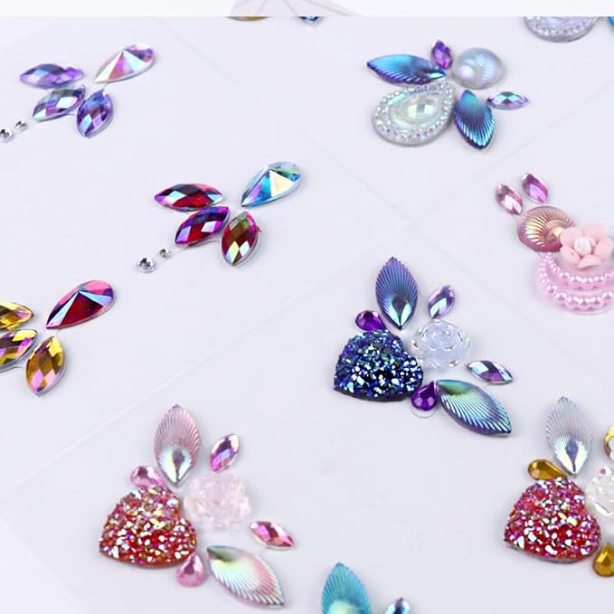 Facial Jewels Stickers, Makeup Accessories, Reusable Rhinestone Gems for Face Decoration, Stage Makeup, Party Glam (Face Gems(025))