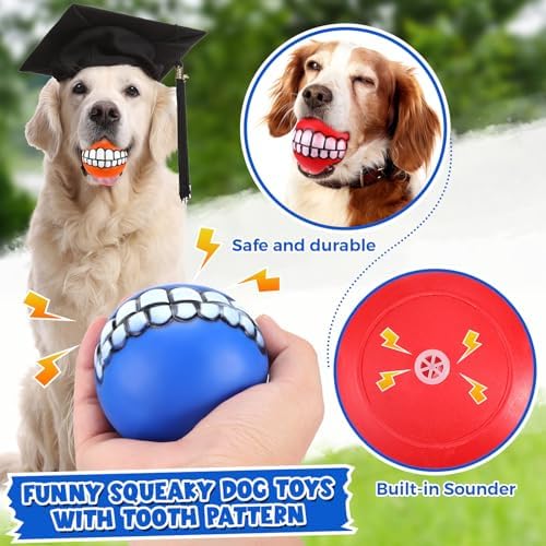 Foilswirl 24 Pcs Dog Squeaky Tennis Balls Bulk 2.95 Inch Interactive Pet Toy Ball Dog Chewing Toy for Large Medium Small Puppy Training and Practice Pet