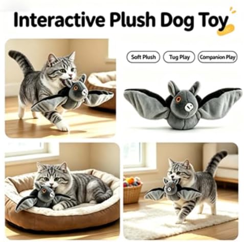 Flying Bat Dog Toy, Halloween Dog Cat Toys, Automatic Interactive Cat Toys Indoor Cats, Realistic Flight Motion and Chirping Sound, Outdoor for Exercise, Play and Bored