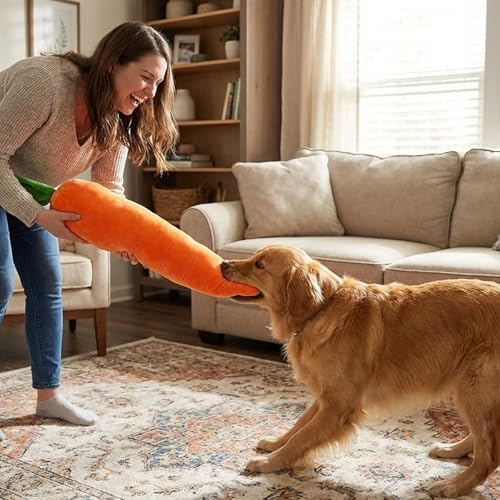 Carrot Dog Toy, Giant Carrot Dog Toy Plush, Large Carrot Toy for Dog, Indoor Entertainment and Anxiety Relief Companion, 29.5 Inches Carrot Garden Dog Toy