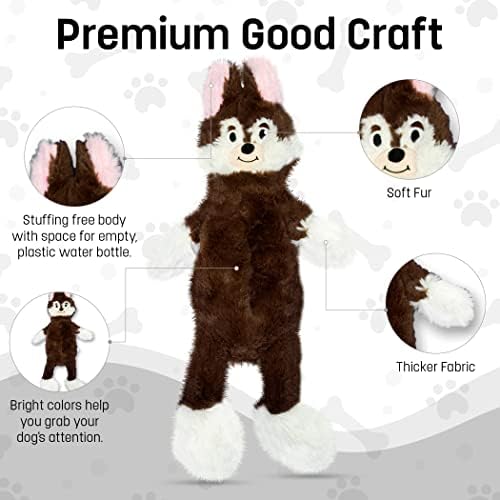 FGA MARKETPLACE Fox Flat NO Stuffing NO Squeak Plush Dog Toy, Funny Style Will Entertain Your Pet for Hours, Recommended for Small and Medium Dog 21 INCH Long