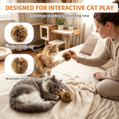 Faux Rabbit Fur Catnip Ball, Lightweight Interactive Chase Toy for Cats