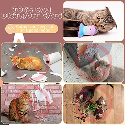Sratte 25 Pcs Catnip Cat Chew Toy Interactive Catnip Filled Kitten Soft Cotton Cat Toys for Cats Kitten, Assorted Cat Teething Chew Indoor Pet Supplies (Lovely)