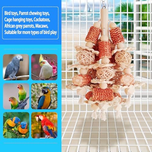 Bird Toys,Natural Corn Stick Parrot Toys Hanging in Bird Cages
