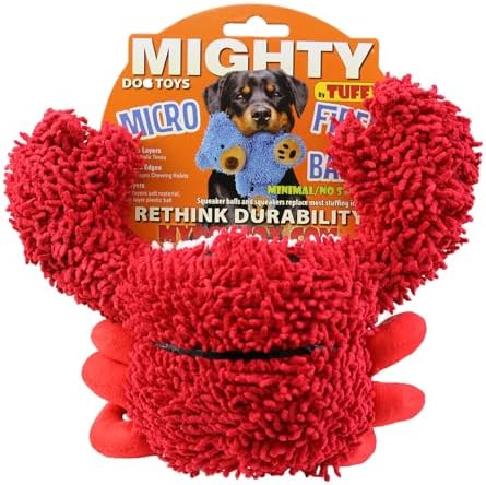 MIGHTY Tuffy Microfiber Medium Ball Crab Dog Toy