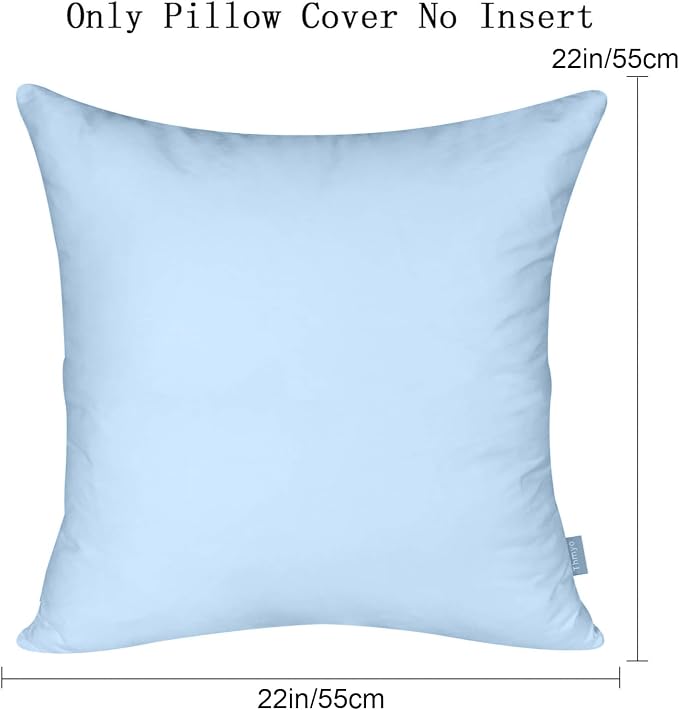 4-Pack 100% Cotton Comfortable Solid Decorative Throw Pillow Case,Thmyo Square Cushion Cover Pillowcase Sublimation Blank Pillow Covers DIY Throw Pillowcase for Sofa(20x20 inch/ 50x50cm,Light Blue)