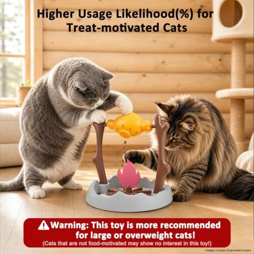 SZEE Cat Treat Dispenser Toy, Foraging Interactive Cat Toy, Puzzle Feeder | Slower Eating Training, Keeps Pets Busy, Cat Enrichment Toy, Prevents Overeating ( Campfire-Roast Shape )