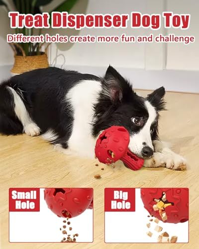 Dog Chew Toys for Aggressive Chewers, Rubber Treat Dispensing Stimulation Toy to Keep Them Busy, Durable Interactive Enrichment Puzzle Toy for Medium Large Breed Dogs
