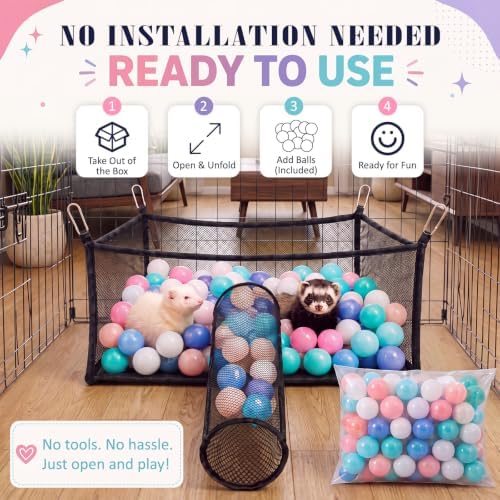 Yookeer Ferret Ball Hammock with 60 Colorful Play Balls