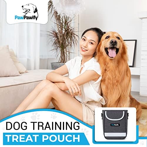 Dog Training Treat Pouch – Treat Bag for Dog Training with Built-in Poop Bag Holder – Waist Dog Training Pouch with Reflective Strips – Waterproof Fanny Pack for Dog Training