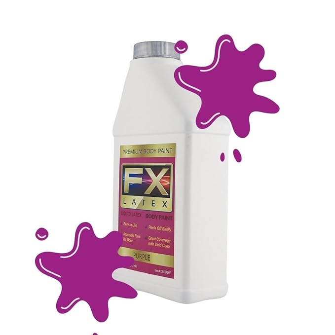 Liquid Latex - Face and Body Paint, Ammonia Free, Easy On and Off, Cosplay Makeup, Create Professional Monster, Zombie Arts 16 Oz (Purple)